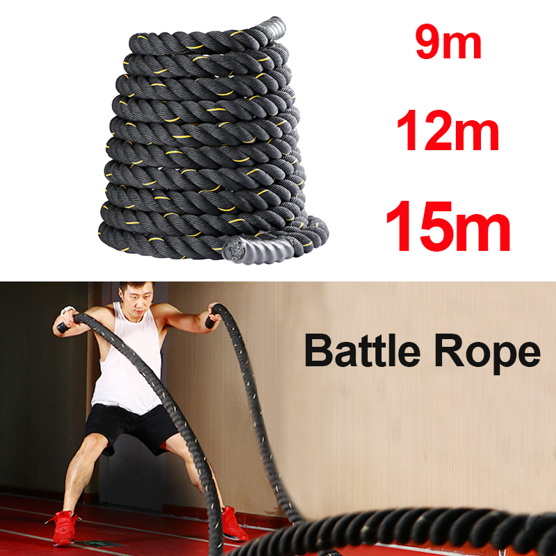 9M/12M/15M Fitness Battle Rope - مراجعة Crossfit No Equipment Workouts وسعره