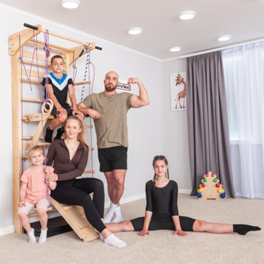 Swedish Ladder Wall Bars with  - مراجعة Gymnastic Ring Wood وسعره