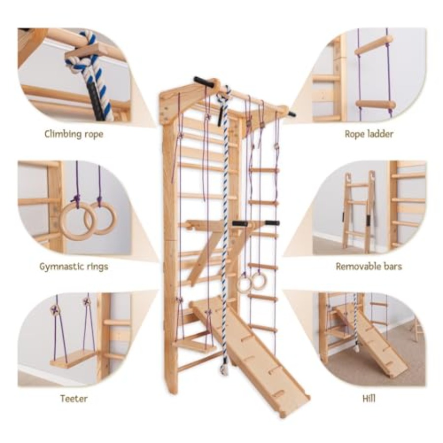 Swedish Ladder Wall Bars for h - مراجعة Gymnastic Ring Wood وسعره