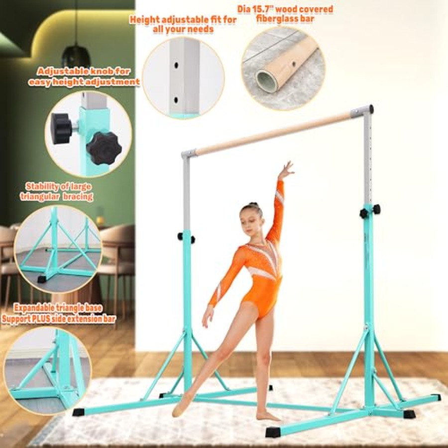 Gymnastics Bar for home gym tr - مراجعة Gymnastic Ring Wood وسعره