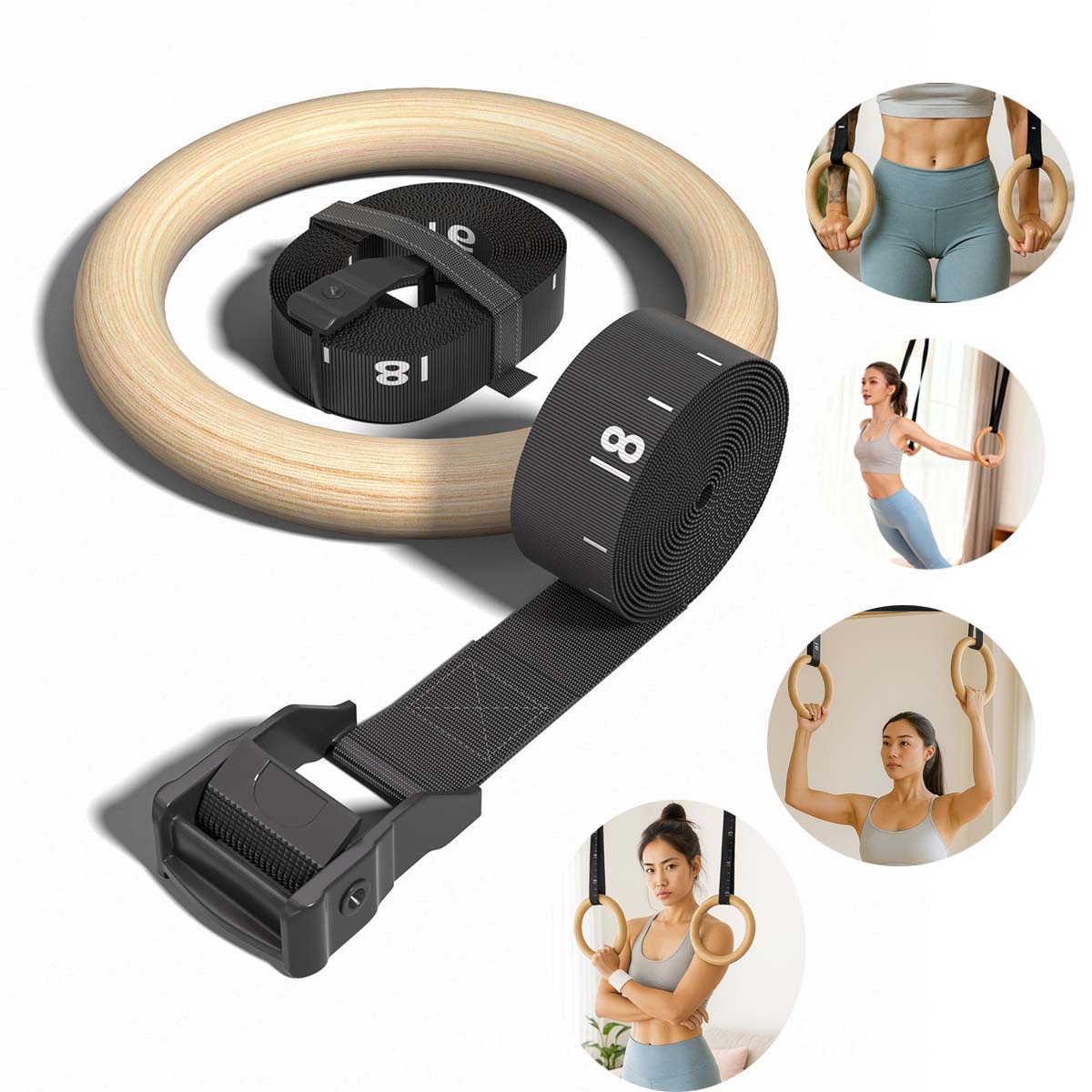 Adjustable Wood Gymnastics Rin - مراجعة Gymnastic Ring Wood وسعره